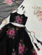 Load image into Gallery viewer, Black Floral Printed Organza Silk Lehenga Set with Handwork Blouse &amp; Dupatta ClothsVilla