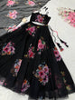 Load image into Gallery viewer, Black Floral Printed Organza Silk Lehenga Set with Handwork Blouse &amp; Dupatta ClothsVilla