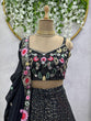 Load image into Gallery viewer, Black Fox Georgette Embroidered Lehenga Set with Sequin Detailing &amp; Four-Side Border Dupatta ClothsVilla