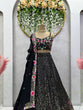 Load image into Gallery viewer, Black Fox Georgette Embroidered Lehenga Set with Sequin Detailing &amp; Four-Side Border Dupatta ClothsVilla