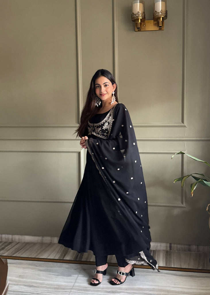 Black Georgette Anarkali Gown with Koti ClothsVilla