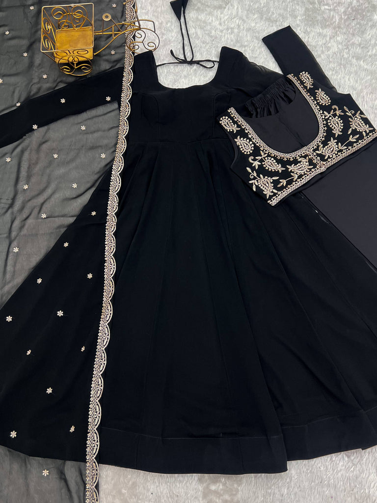 Black Georgette Anarkali Gown with Koti ClothsVilla