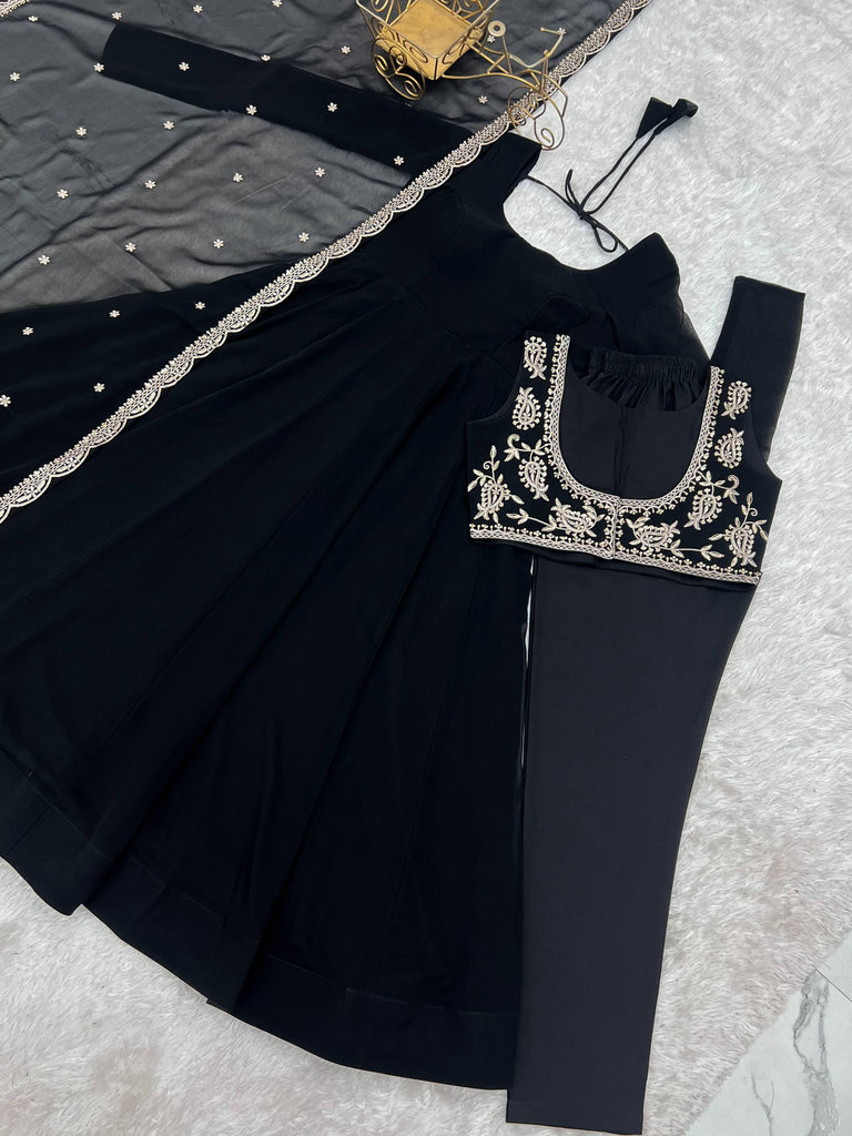 Black Georgette Anarkali Gown with Koti ClothsVilla