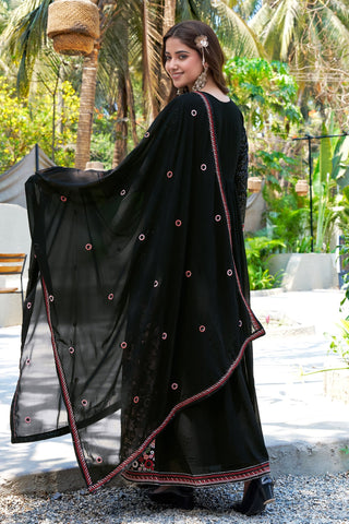 Black Georgette Embroidered Gown ClothsVilla