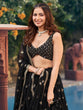 Load image into Gallery viewer, Black Georgette Lehenga Choli Set with 7MM Sequins &amp; Zari Embroidery – Festive Semi-Stitched Ensemble ClothsVilla
