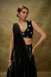 Load image into Gallery viewer, Black Georgette Lehenga Set with Sequins, Jari &amp; Paper Mirror Embroidery – Semi-Stitched with Dupatta ClothsVilla