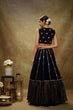 Load image into Gallery viewer, Black Georgette Lehenga Set with Sequins, Jari &amp; Paper Mirror Embroidery – Semi-Stitched with Dupatta ClothsVilla