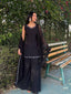 Black Georgette Real Mirror Work Kurti Set with Plazo & Dupatta Fully Stitched Ethnic Wear ClothsVilla