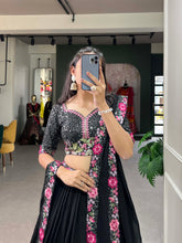 Load image into Gallery viewer, Black Georgette Sequin Lehenga Choli with Delicate Embroidery ClothsVilla