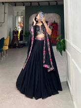 Load image into Gallery viewer, Black Georgette Sequin Lehenga Choli with Delicate Embroidery ClothsVilla