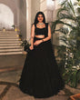 Load image into Gallery viewer, Black Georgette Sequin &amp; Thread Work Lehenga Set with Dupatta ClothsVilla
