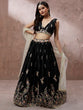 Load image into Gallery viewer, Black Georgette Sequins with Zarkan embroidery Semi-Stitched Lehenga choli &amp; Dupatta Clothsvilla