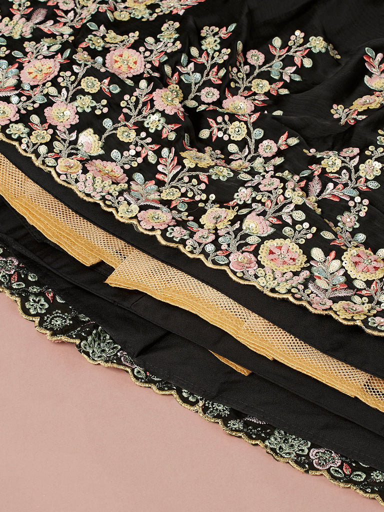Black Georgette Sequins with Zarkan embroidery Semi-Stitched Lehenga choli & Dupatta Clothsvilla