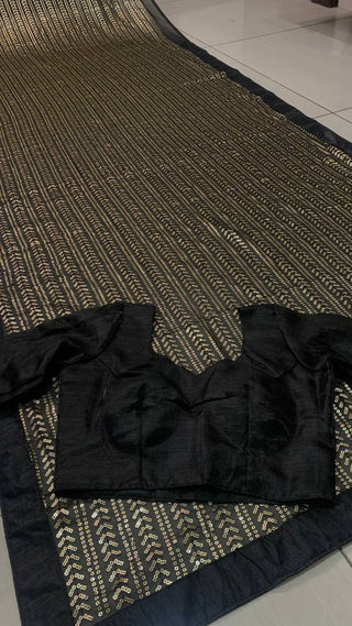 Black Glamorous Georgette Sequin Saree ClothsVilla