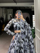 Load image into Gallery viewer, Black Glamorous Grace Tabby Silk Lehenga Set with Hotfix Detailing