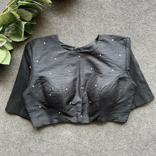 Load image into Gallery viewer, Black Golden Elegance: Handcrafted Elzara Silk Blouse ClothsVilla