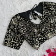 Load image into Gallery viewer, Black Golden Embroidered Velvet Blouse with Sequins ClothsVilla