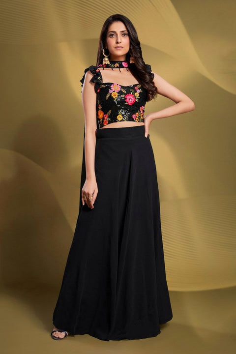 Black Gorgeous Georgette Embroidered Lehenga Set – Ready to Wear ClothsVilla Main image