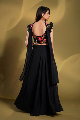 Black Gorgeous Georgette Embroidered Lehenga Set – Ready to Wear ClothsVilla