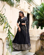 Load image into Gallery viewer, Black Graceful Elegance Pure Chanderi Lehenga with Zari Border &amp; Sequin Dupatta