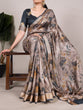 Load image into Gallery viewer, Black Graceful Tussar Silk Printed Saree with Viscose Border ClothsVilla