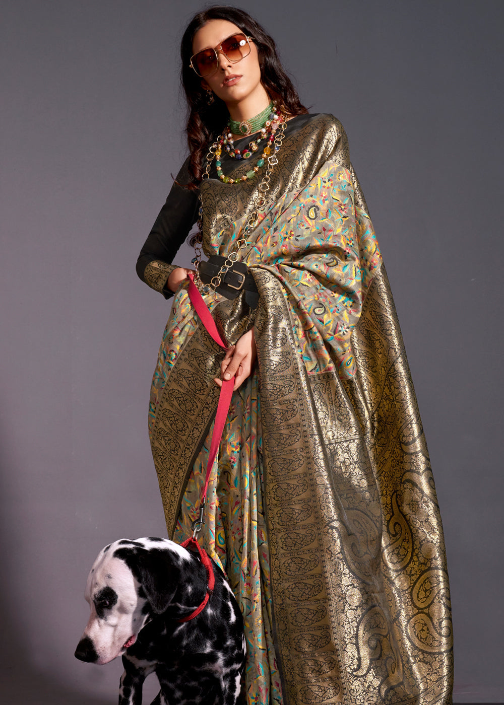 Black & Gray Versatile Elegance Modal Silk Saree – Effortless Style for Every Occasion ClothsVilla Main image