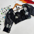 Load image into Gallery viewer, Black Hand-Painted Organza Silk Blouse with Embroidery Accents ClothsVilla