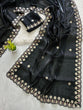 Load image into Gallery viewer, Black Jimmy Choo Saree with Beautiful Jaipuri Gota Work – Complete with Matching Running Blouse ClothsVilla