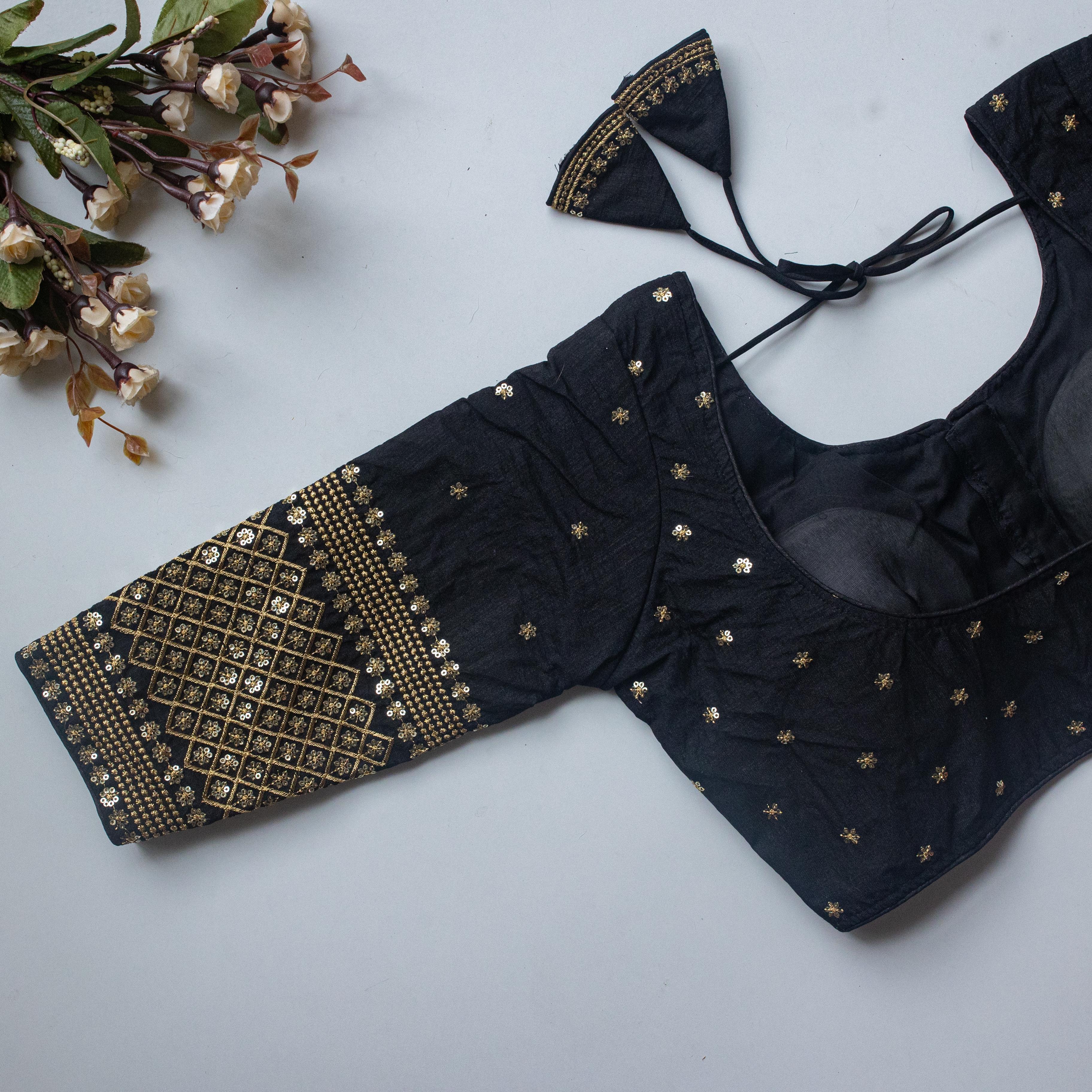 Black Kashish Silk Blouse with Beautiful Embroidery and Sequined Touch Secondary image