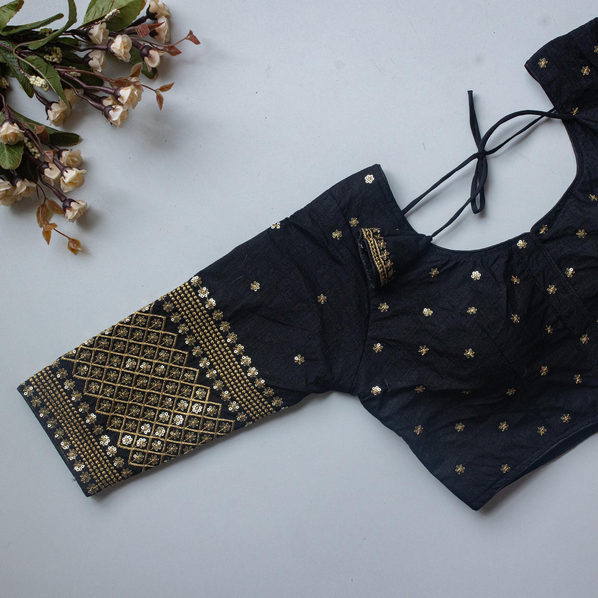 Black Kashish Silk Blouse with Beautiful Embroidery and Sequined Touch ClothsVilla Main image