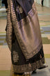 Load image into Gallery viewer, Black Katan Handloom Silk Saree with Blouse Piece ClothsVilla