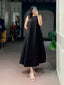 Black Khadi Cotton Flared Dress ClothsVilla