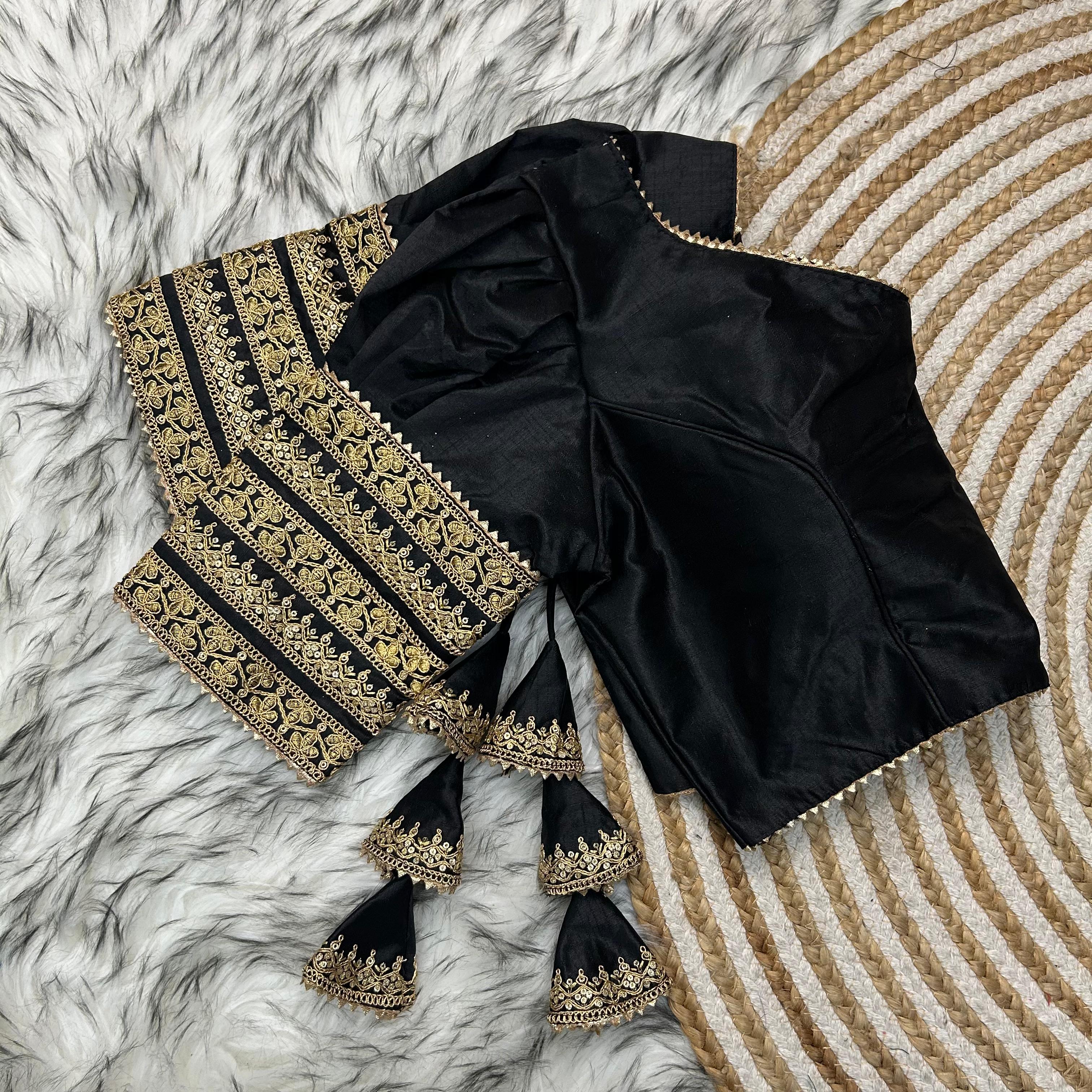 Black Kilmora Silk Blouse with Handcrafted Embroidery and Sequence Accents Secondary image