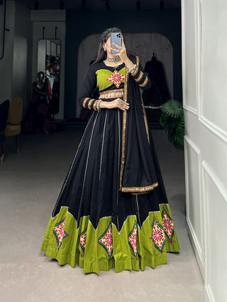 Black Lehenga Set with Gamthi Patchwork and Gota Patti ClothsVilla