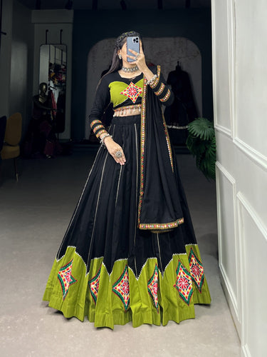 Black Lehenga Set with Gamthi Patchwork and Gota Patti ClothsVilla