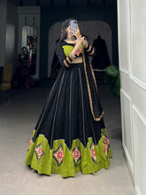 Load image into Gallery viewer, Black Lehenga Set with Gamthi Patchwork and Gota Patti ClothsVilla