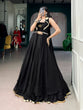 Load image into Gallery viewer, Black Lotus Handwork Lehenga Set with Long Jacket ClothsVilla