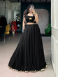 Load image into Gallery viewer, Black Lotus Handwork Lehenga Set with Long Jacket ClothsVilla