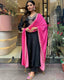 Black Luxe Designer Party Wear Heavy Modal Silk Top, Bottom & Dupatta Set ClothsVilla