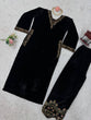 Load image into Gallery viewer, Black Luxurious Viscose Velvet Co-Ord Set with Sequin Threadwork &amp; Side Pockets ClothsVilla