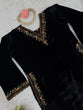 Load image into Gallery viewer, Black Luxurious Viscose Velvet Co-Ord Set with Sequin Threadwork &amp; Side Pockets ClothsVilla