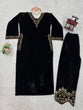 Load image into Gallery viewer, Black Luxurious Viscose Velvet Co-Ord Set with Sequin Threadwork &amp; Side Pockets ClothsVilla