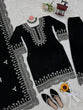 Load image into Gallery viewer, Black Luxurious Viscose Velvet Plazo Set with Embroidered Dupatta Clothsvilla