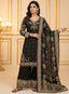 Black Luxury Pure Jimmy Choo Heavy Embroidered Kurti with Plazzo & Sequins Dupatta – Diamond & Moti Hand Work ClothsVilla