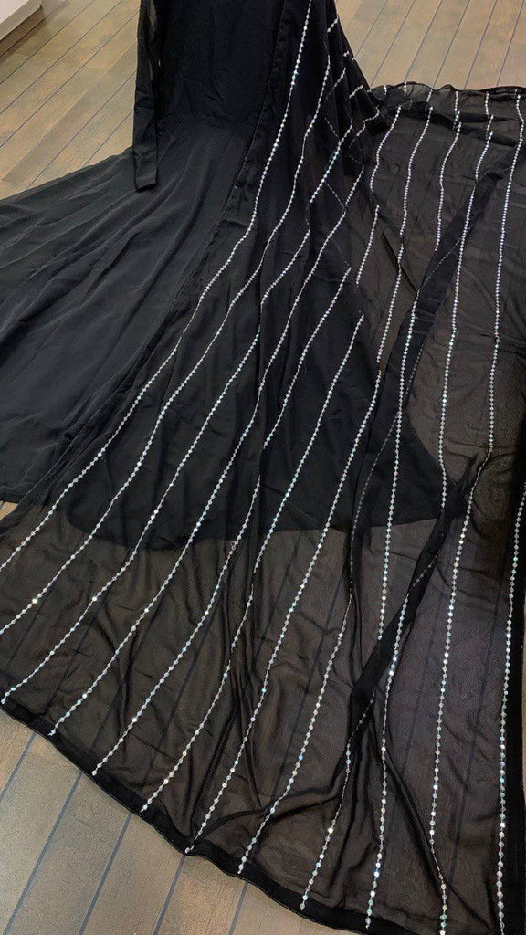 Black Magic – Mesmerizing Georgette Gown Set ClothsVilla