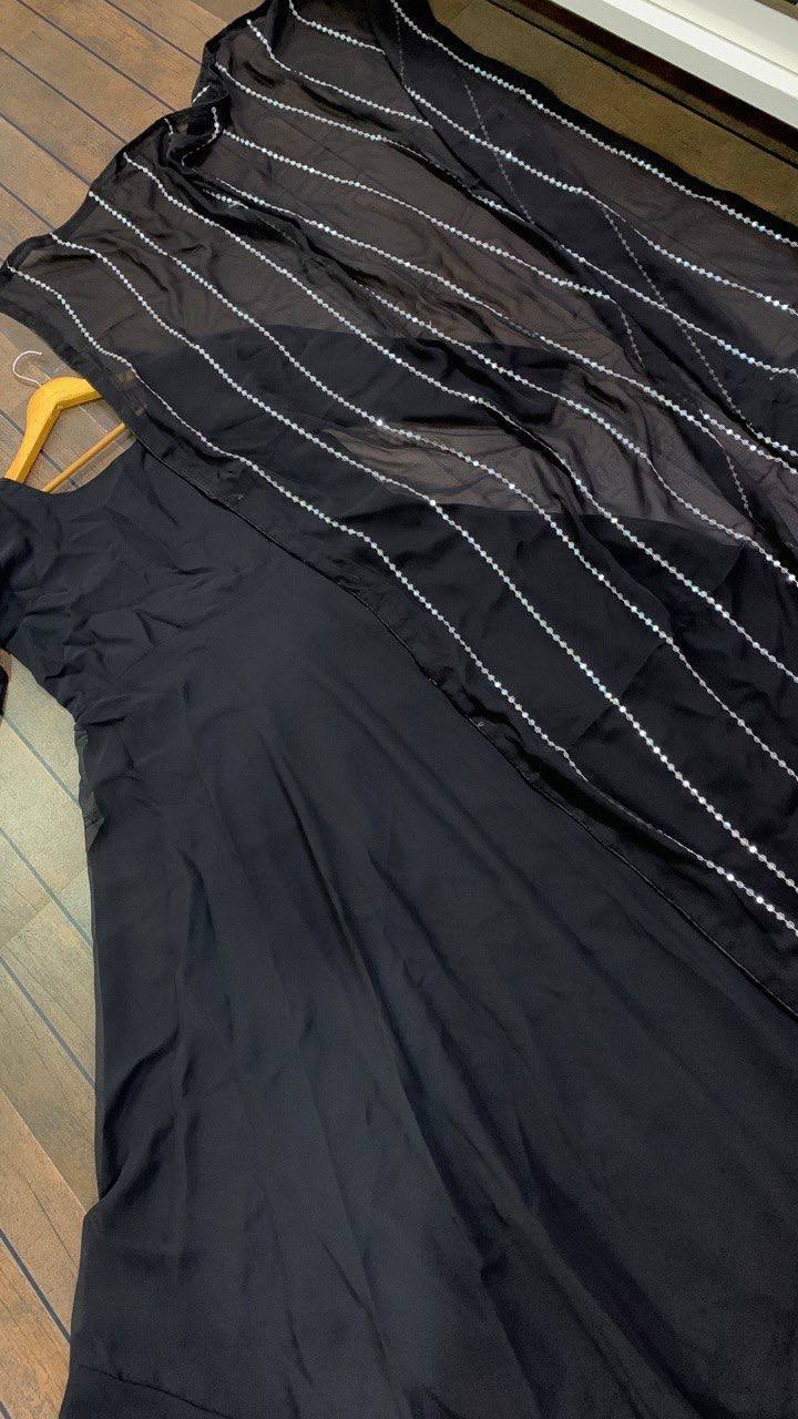 Black Magic – Mesmerizing Georgette Gown Set ClothsVilla