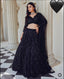 Black Mesmerizing Georgette Lehenga Set with Sequins & Dori Work ClothsVilla