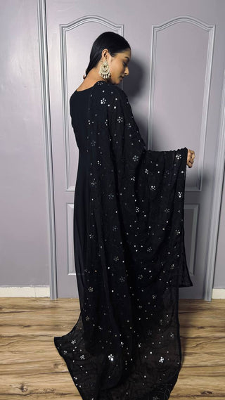 Black Midnight Elegance Georgette Suit ClothsVilla