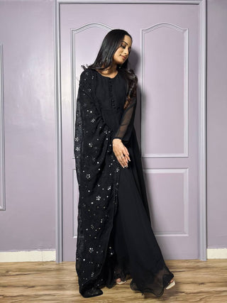 Black Midnight Elegance Georgette Suit ClothsVilla