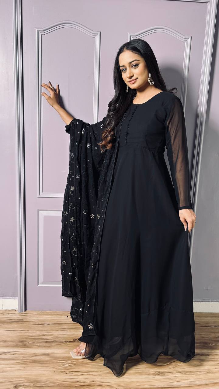 Black Midnight Elegance Georgette Suit ClothsVilla
